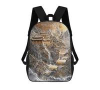 sinyumoney Golden Japanese Zen Haven Mochila Escolar De 17 Pulgadas Para Adolescentes, Con Estampado 3D, Ajustable Y Con Bolsillos, Ideal Para Niños, Niñas Y Estudiantes.