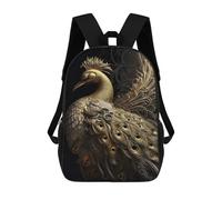 sinyumoney Golden King Peacock Mochila Escolar Infantil Impresa En 3D Para Niños, Mochila De Viaje De Alta Capacidad, Mochilas Para Libros De 17 Pulgadas Para Niños
