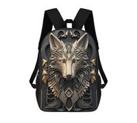 sinyumoney Golden King Wolf Elegant Mochila Infantil De 17 Pulgadas, Mochila Escolar Con Estampado 3D De Dibujos Animados Para Niños Y Adolescentes.