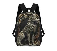 sinyumoney Golden King Wolf Throne Mochilas De 17 Pulgadas Para Niños, Mochilas Escolares Impresas En 3D Para Estudiantes De Primaria Y Secundaria, Para Niños Y Niñas.
