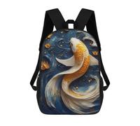 sinyumoney Golden Koi Fish in Blue Waters Mochila Escolar/de Negocios Resistente Para Portátil Para Niños/niñas/adolescentes 17inch