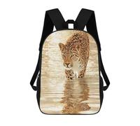 sinyumoney Golden Leopard Reflections Mochila Escolar Infantil De 17 Pulgadas, Mochila Escolar Impresa En 3D Para Niños De Primaria Y Secundaria