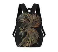 sinyumoney Golden Lion Koi Fish Mochila Escolar Para Niños Y Niñas, Mochila Informal De Viaje, Mochila De Gran Capacidad Para El Día A Día 17inch