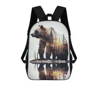 sinyumoney Golden Lion Majesty Mochila Escolar, Mochila Profesional, Mochila Impermeable Para Hombres Y Mujeres, Bear Forest, 17"