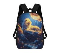 sinyumoney Golden Lion Moonlit Night Mochila Escolar Resistente Al Agua, Mochila Escolar De Negocios Para Hombres/mujeres 17inch