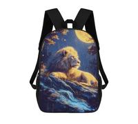 sinyumoney Golden Lion Moonlit Night Mochilas Impresas En 3D Para Niños 17inch Mochilas De Moda Informales Para El Día A Día, Bolsas De Viaje, Mochilas Informales Para Exteriores Para Niños Y Niñas