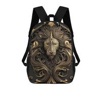 sinyumoney Golden Lion Portrait-3 Mochila Escolar Para Niñas Y Niños, Mochilas De Gran Capacidad, Mochilas Ligeras Para Niños Y Estudiantes 17inch