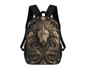 sinyumoney Golden Lion Portrait-3 Mochila Escolar Para Niñas Y Niños, Mochilas De Gran Capacidad, Mochilas Ligeras Para Niños Y Estudiantes 17inch