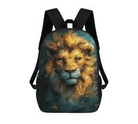 sinyumoney Golden Lion Portrait Art Print Mochilas De 17 Pulgadas Para Niños, Mochilas Escolares Impresas En 3D Para Estudiantes De Primaria Y Secundaria, Para Niños Y Niñas.