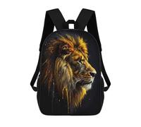 sinyumoney Golden Lion Portrait on Black Background Mochila Escolar Impresa En 3D Para Niños, Mochila Escolar, Mochilas De Viaje, Bolso Informal De Moda Para Niños Y Estudiantes 17inch