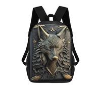 sinyumoney Golden Lord Wolf Art Deco Mochila Escolar Mochila De Papelería De Moda Mochila Impermeable Mochilas Informales Para El Día A Día - Perfecta Para Viajes, Trabajo Y Uso Diario 17inch