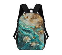 sinyumoney Golden Lotus Pond Mochila Escolar Infantil Impresa En 3D Para Niños, Mochilas De Viaje De Alta Capacidad, Bolsas Para Libros, Mochila Escolar Infantil 17inch