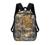 sinyumoney Golden Lotus Zen Garden Mochila Escolar Infantil De 17 Pulgadas Con Estampado 3D De Películas De Anime Para Niños, Mochila De Viaje, Mochila Escolar Infantil