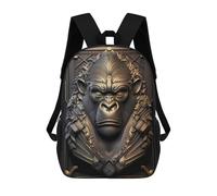 sinyumoney Golden Metal Gorilla Mochila Escolar Impresa En 3D 17inch Mochilas De Moda Para Niños, Mochilas Escolares Para Niños De Primaria Y Secundaria
