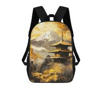 sinyumoney Golden Mountain Fuji And Pagoda Mochila Escolar Infantil Estampada Para Adultos Y Niños, Mochila De Viaje Para El Día A Día 17inch