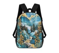 sinyumoney Golden Mountain Stream Art Mochila Escolar Infantil Impresa En 3D Para Niños, Mochilas De Viaje De Alta Capacidad, Bolsas Para Libros, Mochila Escolar Infantil 17inch
