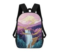 sinyumoney Golden Mountain Waterfall Art Print Mochila Escolar Grande Para Niños Para El Campus, Actividades Al Aire Libre, Viajes Y Deportes 17inch
