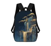 sinyumoney Golden Mountain Waterfall Art Print Mochilas Para Niños 17inch Mochila Escolar Mochila Escolar Impresa En 3D Para Niños De Primaria Y Secundaria