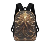 sinyumoney Golden Mystery Kraken Mochila Escolar Mochila De Día Mochila De Negocios Mochila Impermeable Para Libros Para Niños/Niñas/Adolescentes 17inch
