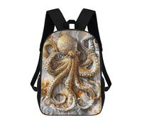 sinyumoney Golden Octopus Elegance Mochilas Infantiles Impresas En 3D De 17 Pulgadas. Mochila Escolar Informal Impresa En 3D Para Niños De Primaria Y Secundaria.