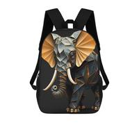 sinyumoney Golden Origami Elephant Sculpture Mochila Escolar Infantil Impresa En 3D Para Niños, Mochila De Viaje De Alta Capacidad, Bolsas Para Libros, Mochila Escolar Infantil 17inch