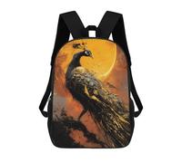 sinyumoney Golden Peacock Art Print-1 Mochila Escolar De 17 Pulgadas Impresa En 3D Mochilas Infantiles Mochila Genial Impresa En 3D Para Niños De Primaria Y Secundaria