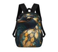 sinyumoney Golden Penguin Art Mochila Escolar Infantil Impresa En 3D, Mochila Informal De Moda Para Niños, Mochila De Viaje De Alta Capacidad Para Libros Para Niños 17inch