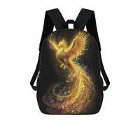 sinyumoney Golden Phoenix Art Print Mochila Escolar Infantil De 17 Pulgadas, Impresa En 3D, Estilo Casual, Para Niños, Ideal Para Viajes, Como Mochila Escolar O Para Llevar Libros.