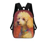 sinyumoney Golden Poodle Painting Artwork Mochila Escolar Infantil De 17 Pulgadas, Impresa En 3D, Estilo Casual, Para Niños, Ideal Para Viajes, Como Mochila Escolar O Para Llevar Libros.