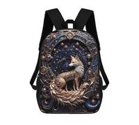 sinyumoney Golden Red Steampunk Fox Mochila Escolar De Moda Para Estudiantes, Adecuada Para Niños Y Niñas, Mochila Informal Para Viajes Al Aire Libre, Esencial Para El Día A Día 17inch