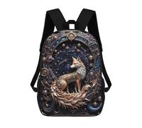 sinyumoney Golden Red Steampunk Fox Mochila Escolar De Moda Para Papelería, Impermeable, Informal, Para El Campus, Actividades Al Aire Libre, Viajes Y Deportes 17inch