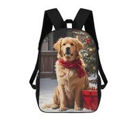 sinyumoney Golden Retriever Christmas Mochila Escolar De Moda Para Material Escolar, Mochila Impermeable Informal Para Niños/niñas/adolescentes 17inch