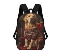 sinyumoney Golden Retriever Christmas Portrait Warm Christmas Dog Art Mochila Escolar Para Niños Mochila Escolar Impresa En 3D Mochila Escolar De Moda Para Niños De Primaria Y Secundaria 17inch