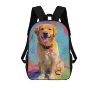 sinyumoney Golden Retriever Dog Painting Mochila Escolar Infantil Impresa En 3D 17inch Mochilas De Moda Para Niños De Primaria Y Secundaria