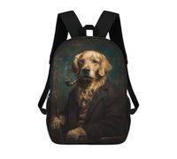 sinyumoney Golden Retriever Gentleman Pipe Smoking Mochila Escolar Infantil Impresa En 3D 17inch Mochilas De Moda Para Niños De Primaria Y Secundaria