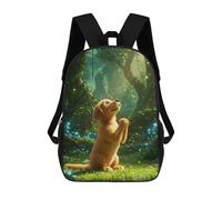 sinyumoney Golden Retriever in Enchanted Forest Mochila Infantil, Mochila Escolar Impresa En 3D, Mochila Para Niños Y Niñas, Mochila Escolar Ajustable Para La Escuela Primaria 17inch