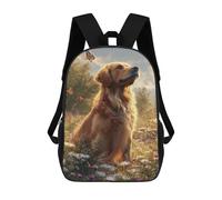 sinyumoney Golden Retriever in Flower Field-2 Mochila Escolar Infantil De 17 Pulgadas Con Estampado 3D De Películas De Anime Para Niños, Mochila De Viaje, Mochila Escolar Infantil