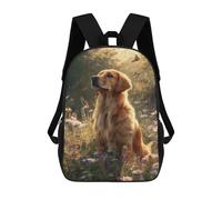 sinyumoney Golden Retriever in Flower Field-3 Mochila Escolar Ligera Mochila Escolar De Día Mochila Para Libros Para La Universidad Para Acampar Aventuras Al Aire Libre Y Viajes Diarios 17inch