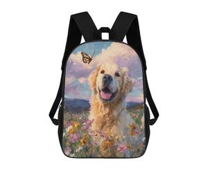 sinyumoney Golden Retriever in Flower Field Mochila Escolar, De Negocios, Para Portátil, Unisex, Informal, Para Adolescentes, Chicas, Chicos, Mujeres Y Hombres 17inch