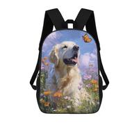 sinyumoney Golden Retriever in Flowers-5 Mochila Escolar De 17 Pulgadas Impresa En 3D Mochilas Infantiles Mochila Genial Impresa En 3D Para Niños De Primaria Y Secundaria
