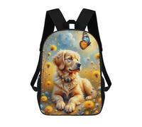 sinyumoney Golden Retriever in Flowers Mochila Escolar Infantil De 17 Pulgadas Con Estampado 3D De Películas De Anime Para Niños, Mochila De Viaje, Mochila Escolar Infantil