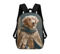 sinyumoney Golden Retriever in Royal Attire Mochila Escolar De 17 Pulgadas Para Adolescentes, Con Estampado 3D, Ajustable Y Con Bolsillos, Ideal Para Niños, Niñas Y Estudiantes.