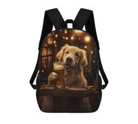 sinyumoney Golden Retriever Pint Beer Mochila Infantil Para Niñas Y Niños, Mochila De Día, Escuela Primaria, Perfecta Para La Vuelta Al Cole O Educación Física, Regalos Y Viajes 17inch
