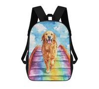 sinyumoney Golden Retriever Rainbow Bridge Mochila Escolar Para Niños Mochila Escolar Impresa En 3D Mochila Escolar De Moda Para Niños De Primaria Y Secundaria 17inch