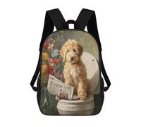 sinyumoney Golden Retriever Reading Newspaper on Toilet Mochila Escolar Resistente Al Agua, Mochila De Viaje, Bolsa Para Computadora - Perfecta Para Viajes, Trabajo Y Uso Diario 17inch