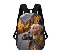 sinyumoney Golden Retriever Road Trip Adventure Mochila Escolar Infantil Impresa En 3D 17inch Mochilas De Moda Para Niños De Primaria Y Secundaria