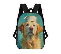 sinyumoney Golden Retriever with Hat Painting Mochila Escolar Impresa En 3D 17inch Mochilas De Moda Para Niños, Mochilas Escolares Para Niños De Primaria Y Secundaria