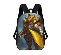 sinyumoney Golden Rhino Armor Statue Mochila Escolar Infantil De Moda Informal Mochilas Infantiles Impresas En 3D Mochila Grande Para Niño 17inch