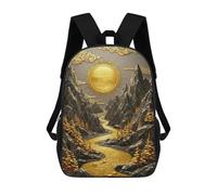 sinyumoney Golden River Mountain Landscape Art Mochilas Para Niños Mochila Escolar Mochila Escolar Impresa En 3D Para Niños Estudiantes De Primaria Y Secundaria 17inch