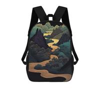 sinyumoney Golden River Through Mountains Mochila De Peluche Con Dibujos Animados, Mochila 3D Para Niños, Bolsa Escolar, Idea De Regalo De Cumpleaños Para Niños Y Niñas 17inch